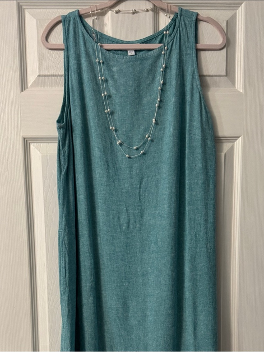 Purejill Linen blend Sleeveless Teal Maxi Dress